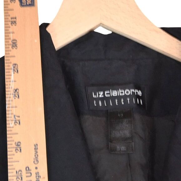 Liz Claiborne Collection Black Silk Blazer Jacket Size 12 Minimalist Officewear - Picture 5 of 7